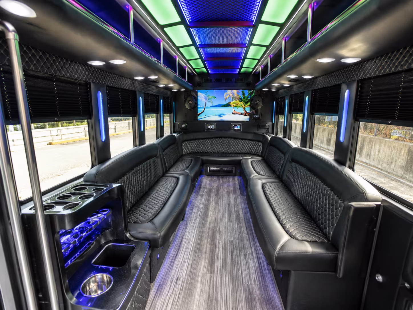 tuscaloosa 18 passenger party bus inside